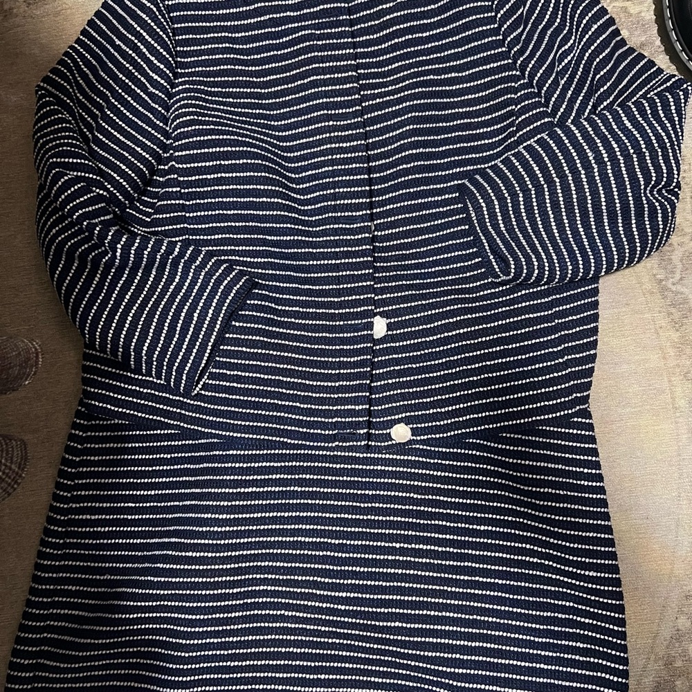 Striped Navy and White jacket and mini skirt set